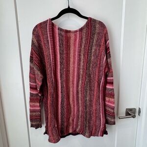 Chaps‎ Pink and Brown Crew Neck Sweater with Chunky Knit